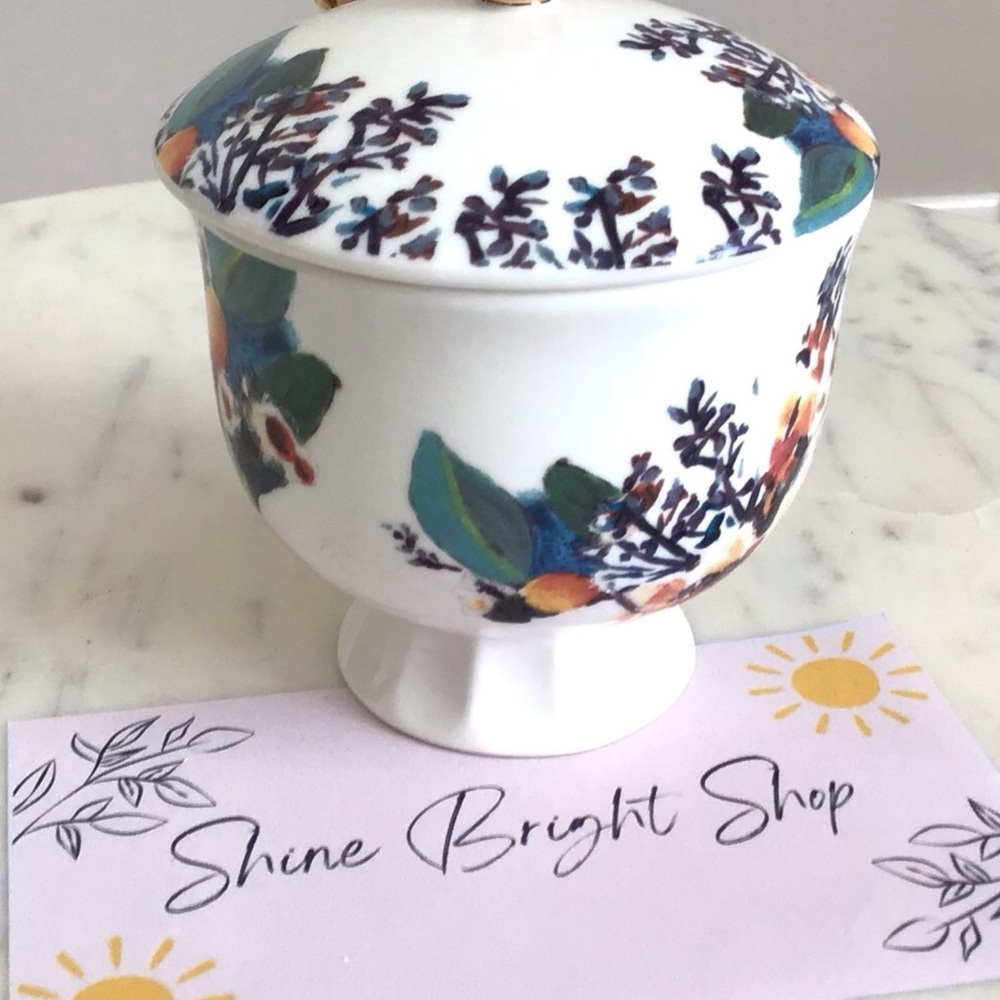 Anthropologie Botanica Handpainted Stoneware Sugar Pot NIB NWT - Picture 5 of 12